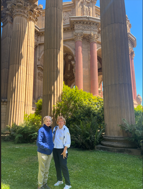 Mary and her sister at the Palace of Fine arts, San Francisco
